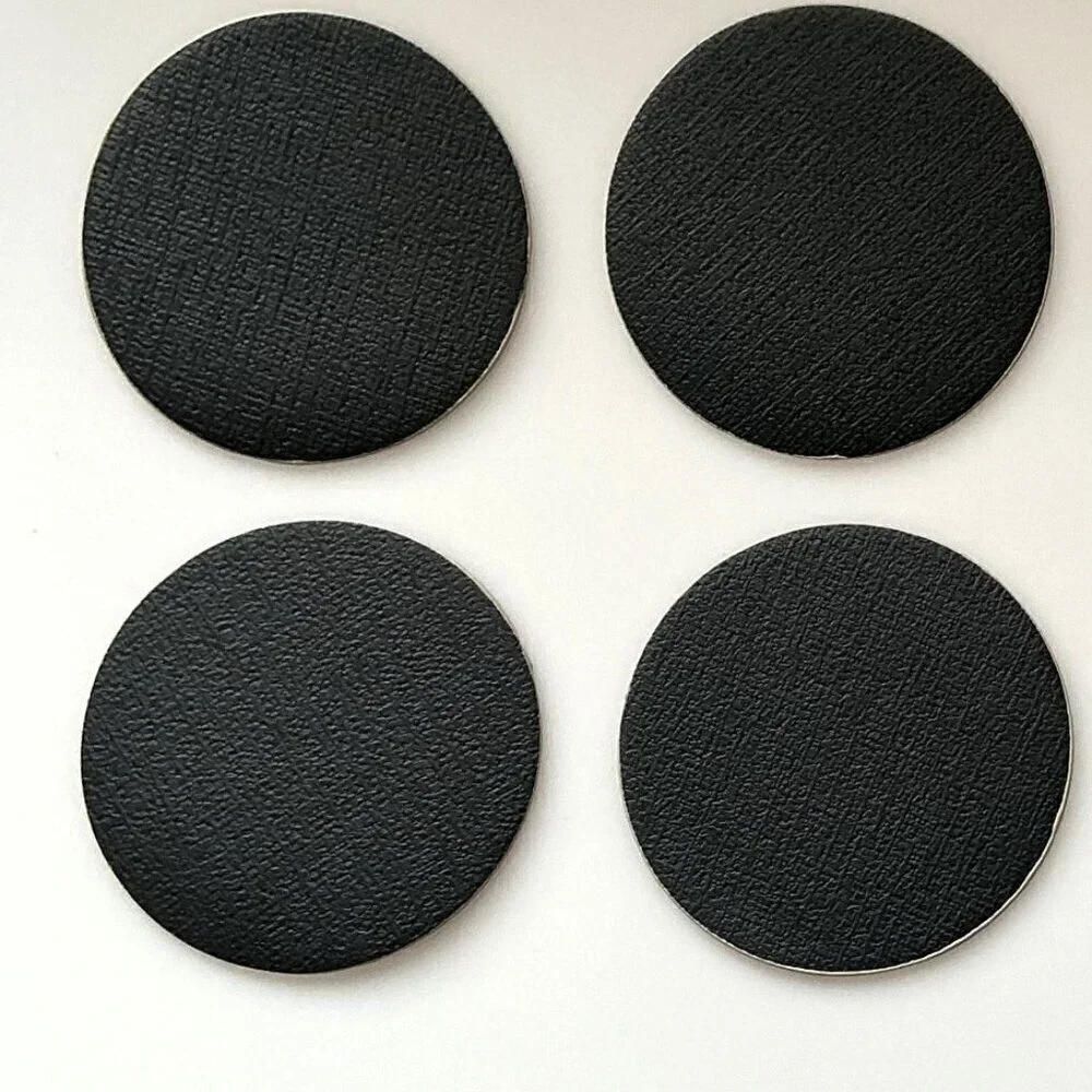 NEW 4 Faux Leather Placemats & Coasters Reversible Heat-Resistant Black & Gray